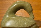 Vintage Inuit Eskimo Native Soapstone Signed Carving Of A Goose Preening