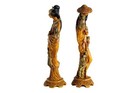 Antique Pair Of Japanese Geisha Daimyo Figural Resin Statues Oriental 20in Tall