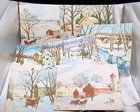 14 Unused Christmas Snow Seasons Vtg Greeting Note Cards Mcm Sleigh Farm Bridge