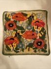 Vintage Flowers   Butterflies Wool Needlepoint Square Pillow
