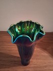 Blue Luster Lily Shade Hand-blown Art Glass Signed