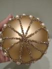 Vintage Christmas Ornament Large Metallic Gold Ball Sphere Pearls Glitter