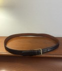 Vintage Coach Black brown Burnished Cowhide Leather Belt Sz 42 Brass Buckle Usa