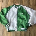 Vtg Budweiser Bud Light Bud Dry 100  Irish Green white Satin Bomber 80s 90s Xl