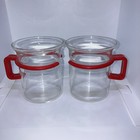Bodum Clear Glass   Red Plastic Handled Espresso Cups Set Of 2