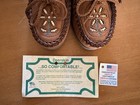 New In Box Genuine Brown Deerskin Women   s Moccasins Size 7 Flower Motif
