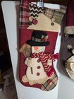 Three 3d Stocking Felt Bucilla Handmade Finished Santa  snowman 17 Inches 