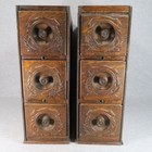 Singer Sewing Machine Cabinet Drawers Pair Wood Side Table Antique Vintage