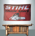 Stihl Chain Saw 3  X 5  Banner Flag  rustic Look 