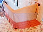 Vintage Mid Century Modern Indigo Moody Blue Red Brocade Bedspread 40  X 80 