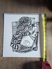 Original Art Pen On Watercolor Paper Abstract Outsider Drawing 