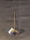 Antique  Victorian Hat Pin Metal Gold Tone With Purple Glass Stone 4 5    