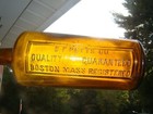 Antique S f  Petts Co  Quality Guaranteed- Boston  Mass  Amber Liquor Bottle
