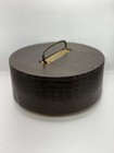 Vtg Mcm Spinning Poker Chips Wood Carousel Faux Alligator Cover Brass Handle