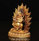 4   Old Tibet Buddhism Purple Bronze Gold Mahakala Wrathful Deity Buddha Statue