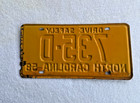 Vintage 1958 North Carolina License Plate Tag 735-d
