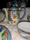 Vintage Blue Lusterware Child Tea Set Floral  Made In Japan