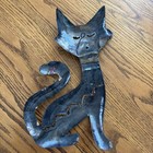 Vintage Metal Cat Wall Decor Hammered Metal Painted Wall Hanging