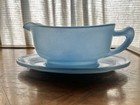 Vintage Blue Jaj Pyrex Sprayware Gravy Boat And Saucer
