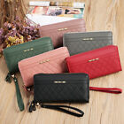 Womens Leather Wallet Double Zip Large Travel Continental Wristlet Wallet Clutch
