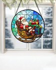 Stained Glass Window Hanging - Santa Claus Gift 6 3x6 3 In Colorful