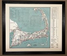 Orig  Framed 1930   s Cape Cod Road Map directory tourist Guide ma chatham hyannis