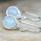 Fashion 925 Silver Plated Drop Earrings Women Jewelry Moonstone Garnet Simulated
