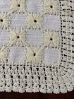 Vintage Handmade Crochet Blanket Yellow Cream Floral Granny Square Throw  42x38   