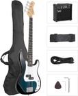 Full Size 39  Dark Blue Electric Bass Guitar Beginner Kit With Amp   Accessories