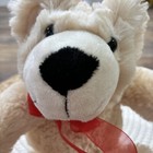 Dan Dee  Teddy Bear Plush With Red Bow 10    Stuffed Animal Cream Soft