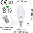  6 Pack  Led Candelabra B11 C37 Bulbs 7w 60w Replacement 120v E12 5000k Daylight