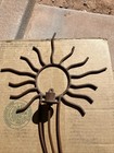 Crate   Barrel Wrought Iron Sun Wall Hanging Decor Thin Candle Holder 20   