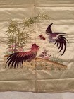 Vintage Antique Chinese Silk Embroidery 2 Panels Roosters Fighting   Floral