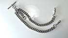 Antique Sterling Silver Watch Chain Link Heavy English Albert T-bar Watch Chain