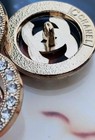2pcs Stamped Chanel Cc Pink Rhinestone Gold Round Button 22mm