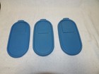 Vintage Tupperware Seal 1618 Flip Top Lid Oval Modular Mates Blue  Lot Of 3