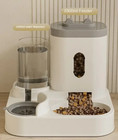 Automatic Pet Food Feeder Dog Cat Food Bowl Water Fountain Large Capacity Gray
