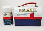 Vintage U  S  Us Mail Usps Post Office Lunch Box Metal Lunchbox Mr Zip Thermos