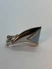 Vintage Tie Tack Silver Tone Blue Stone Detail Asymmetrical Modern Design
