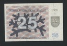 Lithuania  25  Talonas  1991  Ax  Pick   36b  Unc 