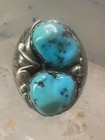 Navajo Ring Turquoise Size 11  Heavy Sterling Silver Women Men