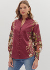 Entro Women s Floral Button-down Long Sleeve Shirt Top