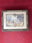 Antique Victorian R  Grimbert Print Mirrored Carved Wood Jewelry Vtg Shabby Box