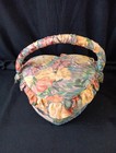 Fabric Heart Shaped Sewing Storage Basket With Tray Vintage Full Of Notions