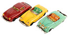 3  Vintage Haji Tin Litho Friction Sports Cars Japan W  Box
