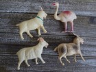 Antique Celluloid Toys  Set Of 4 Goat  Rams  Ostrich Toy Animal Figure