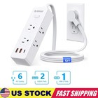 6 Outlet Usb Surge Protector Power Strip Grounded Flat Plug Extension Cord 5