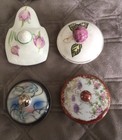 Lot Of 11 Vintage Antique Sugar Bowl Lids Transfer Ware  White Ironstone  Floral