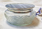 Vanity Powder Jar Cut Glass Sterling Silver Lid La Pierre Mfg  Company Art Deco