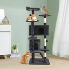 54in Cat Tree Tower  Scratch Posts  Condo  Toys  Dark Gray  Perfect For Activ   